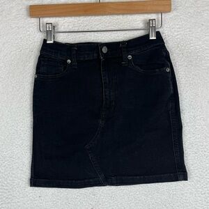 Free people black denim mini skirt